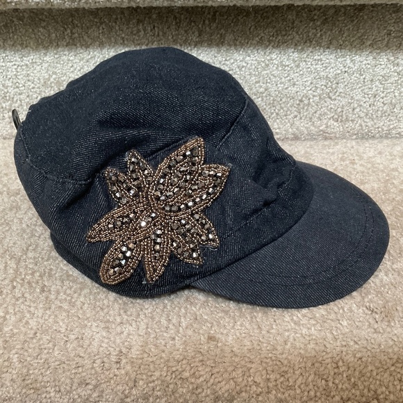 denim cadet cap with pretty embellishments, new condition - Picture 1 of 10